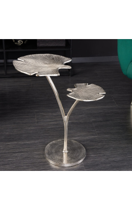 Side table "double sheets of Ginkgo" metal silver