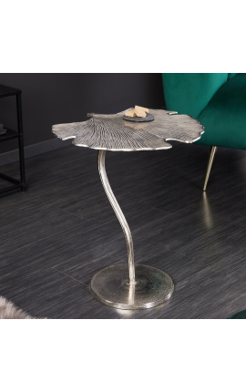 Side tafel "Ginkgo muur" metaal zilver