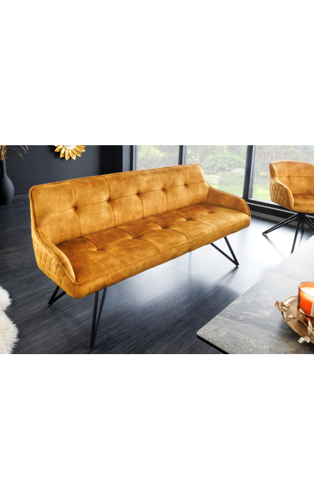 Contemporaire "Euphoriek" bench in greige velvet - 160 cm