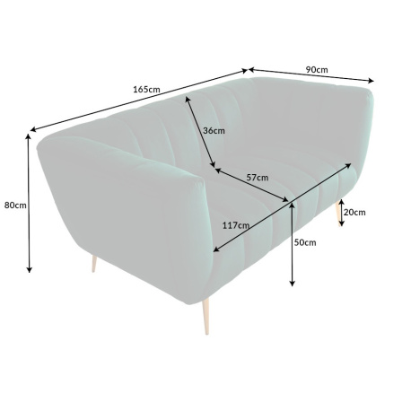 LETO Divano 3 posti in velluto verde smeraldo con piedini dorati