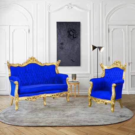 Blue velvet deals two seater sofa