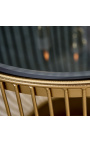 Побочный стол "Nyx" металлический и золотой алюминиевый топ курящего стекла