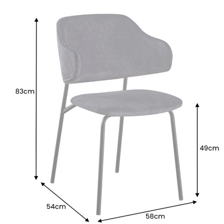 Set di 2 sedie da pranzo di design RICHARD in velluto grigio e gambe nere