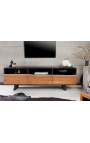 TV-kast in acacia NATURA met zwarte metalen basis - 140 cm