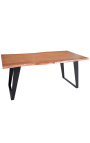 NATURA mesa de comedor de acacia con base de metal negro - 175 cm