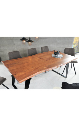 NATURA akáciový jedálenský stôl s čiernou kovovou základňou - 175 cm