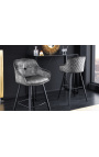 Ensemble de 2 chaises de bar "Euphoric" design en velours gris