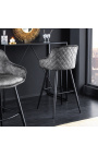 Ensemble de 2 chaises de bar "Euphoric" design en velours gris