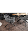 Ensemble de 2 chaises de repas "Betty" rotatives en velours gris