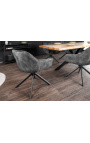 Ensemble de 2 chaises de repas "Betty" rotatives en velours gris