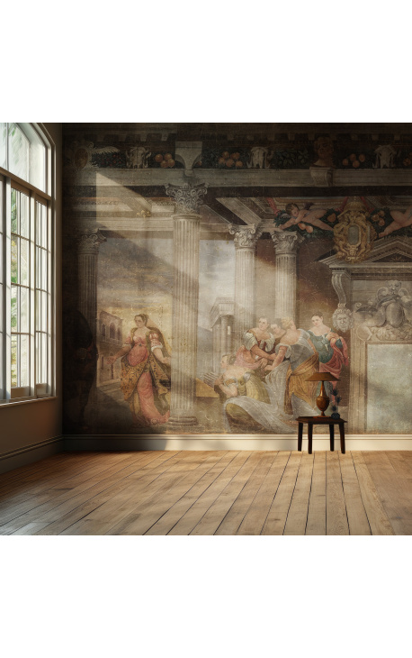 Zeer groot panoramisch behang "A la cour" - 13 m x 2,5 m