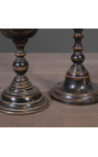 Ensemble de 2 поддерживает balustre en bois sculpté noir avec base ronde