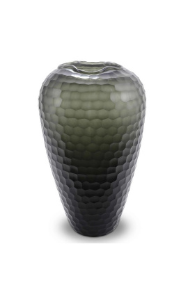 Veľká váza "Jimmy" sivo-zelené sklo s geometrickými facetami - veľkosť L