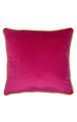 Coussin carré en velours couleur fuchsia 45 x 45