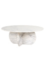 Table basse ronde SHERLOCK en marbre blanc - 90 cm