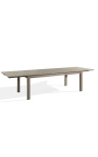 Grande table de repas extensible "Nai Harn" couleur taupe en aluminium