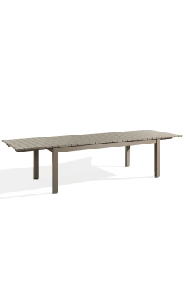 Grande tavolo da pranzo 230-330 cm "Nai Harn" colore taupe in alluminio