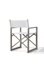 Dining table chair "Nai Harn" white fabric and aluminium taupe