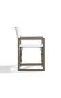 Dining table chair "Nai Harn" white fabric and aluminium taupe