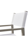 Dining table chair "Nai Harn" white fabric and aluminium taupe