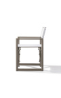 Dining table chair "Nai Harn" white fabric and aluminium taupe