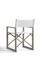 Dining table chair "Nai Harn" white fabric and aluminium taupe