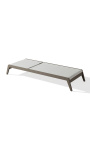 Chaise longue "Nai Harn" tissu blanc et aluminium taupe