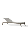 Chaise longue "Nai Harn" tissu blanc et aluminium taupe