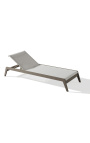 Chaise longue "Nai Harn" tissu blanc et aluminium taupe