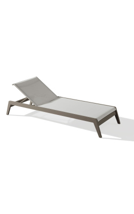 Sun lounger "Nai Harn" white fabric and aluminium taupe color