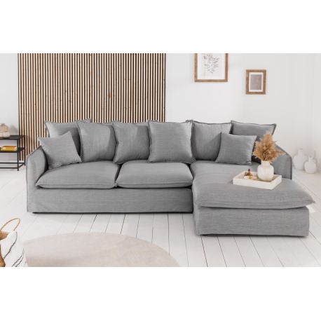 Ecksofa 255cm grau Leinenstoff hot