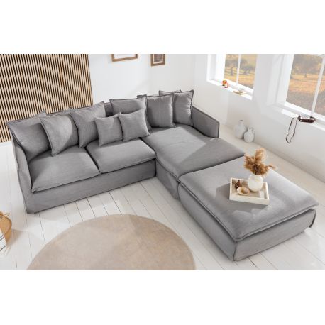 Ecksofa 255cm grau Leinenstoff hot