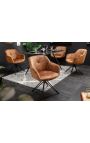 Set of 2 dining chairs "Euphoric" design in caramel velvet