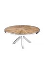 Recycled teak dining table with stainless steel base 120 cm