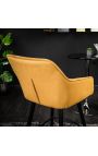 Juego de 2 sillas de barra "Sienna" diseño en terciopelo amarillo mostaza
