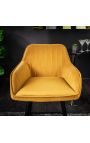 Conjunto de 2 cadeiras de bar "Sienna" design em veludo amarelo mostarda