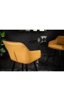 Conjunto de 2 cadeiras de bar "Sienna" design em veludo amarelo mostarda