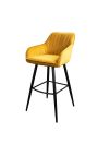 Ensemble de 2 chaises de bar "Sienna" design en velours jaune moutarde