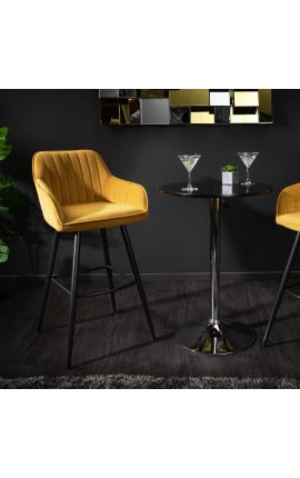 Set de 2 cadires de bar "Sienna" disseny en vellut groc mostassa