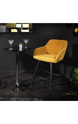 Set de 2 scaune de bar &quot;Siena&quot; design în catifea galben muștar