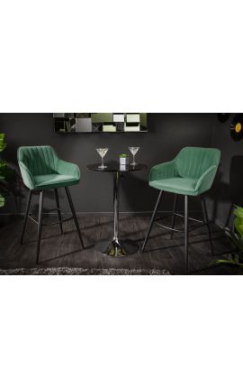 Set of 2 bar chairs &quot;Sienna&quot; design in emerald green velvet