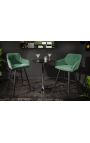 Set of 2 bar chairs "Sienna" design in emerald green velvet