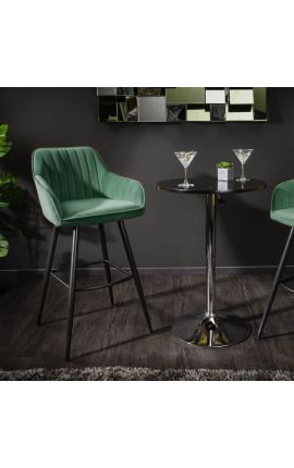 Set von 2 Barstühlen "Sieben" design in smaragd grün samt