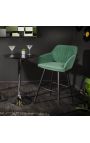 Set of 2 bar chairs "Sienna" design in emerald green velvet