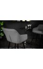 Set of 2 bar chairs "Sienna" design in grey velvet