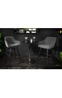 Set of 2 bar chairs "Sienna" design in grey velvet