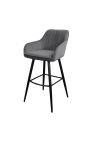 Set of 2 bar chairs "Sienna" design in grey velvet