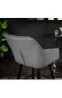 Set of 2 bar chairs "Sienna" design in grey velvet