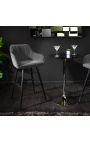 Set of 2 bar chairs "Sienna" design in grey velvet