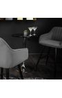 Set of 2 bar chairs "Sienna" design in grey velvet